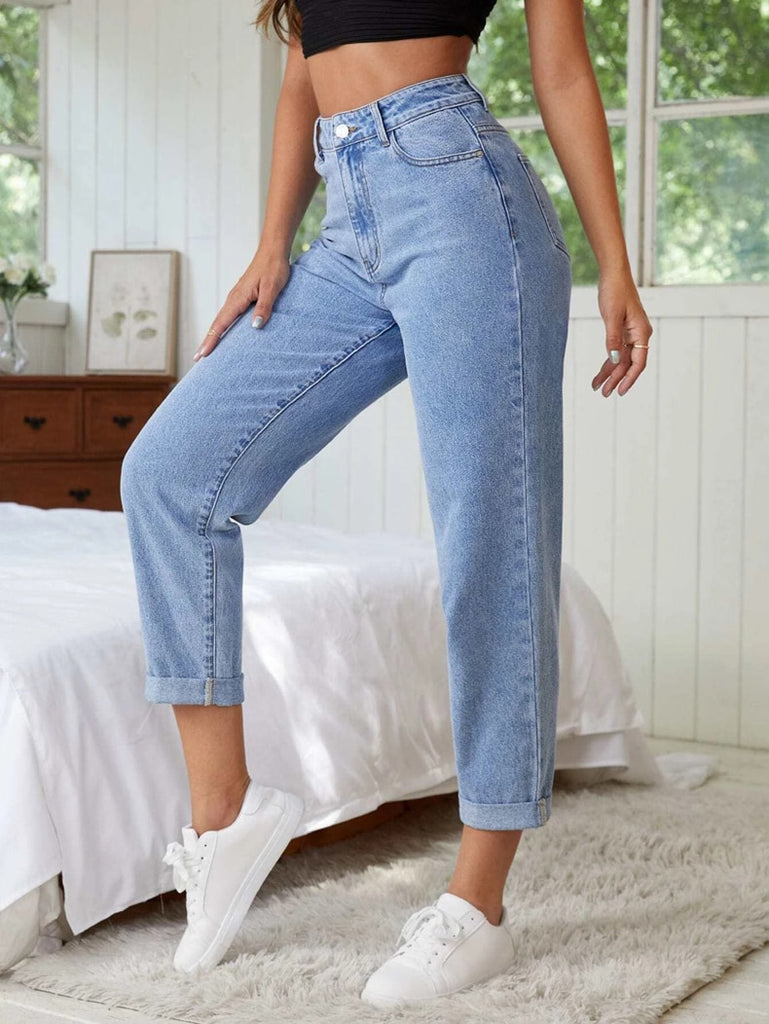 High Waist Stretchy Ankle Jeans - Ausome Goods