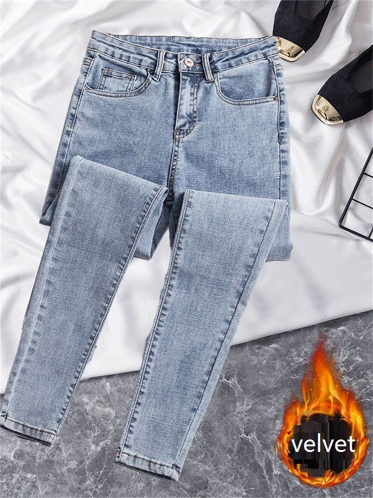 Denim High Elastic Stretch Jeans - Ausome Goods