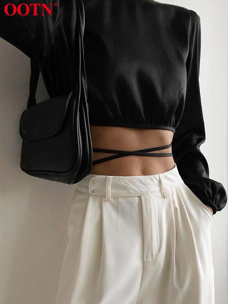 Long Sleeve Backless Crop Top - Ausome Goods