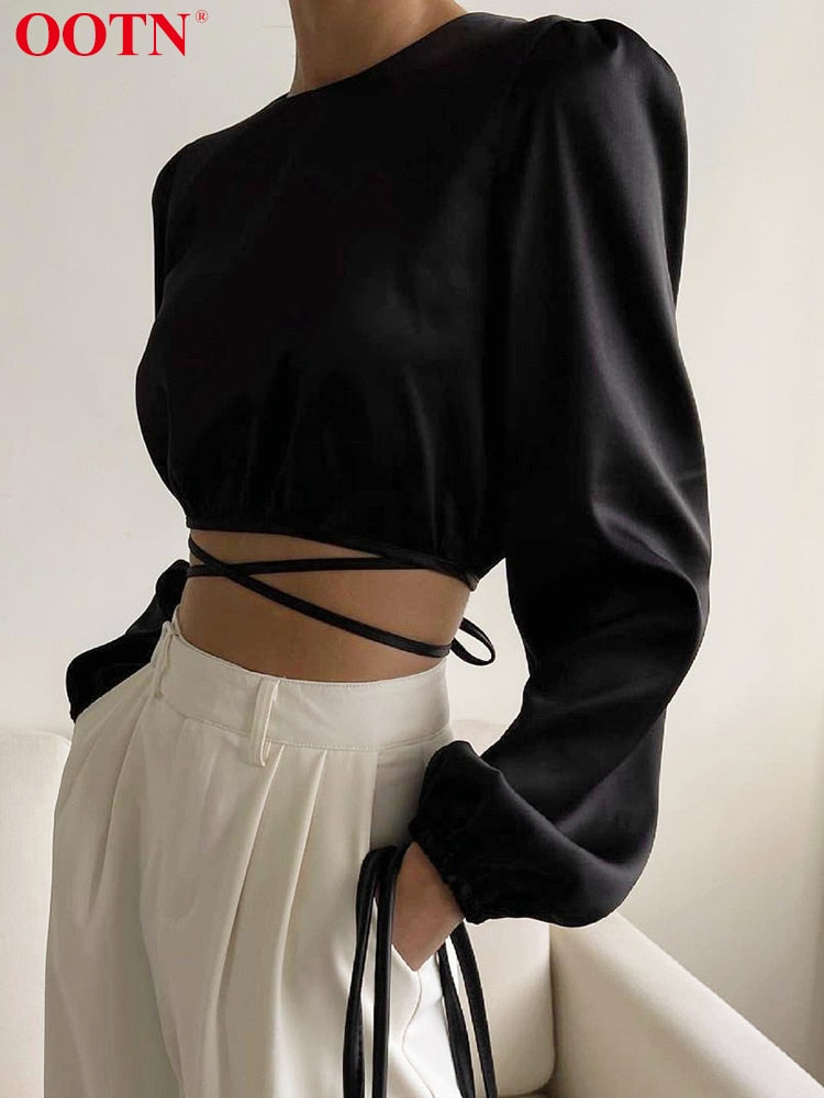 Long Sleeve Backless Crop Top - Ausome Goods