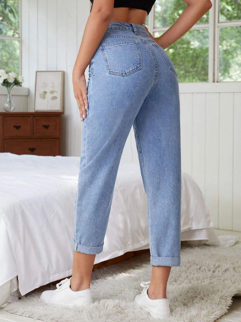 High Waist Stretchy Ankle Jeans - Ausome Goods